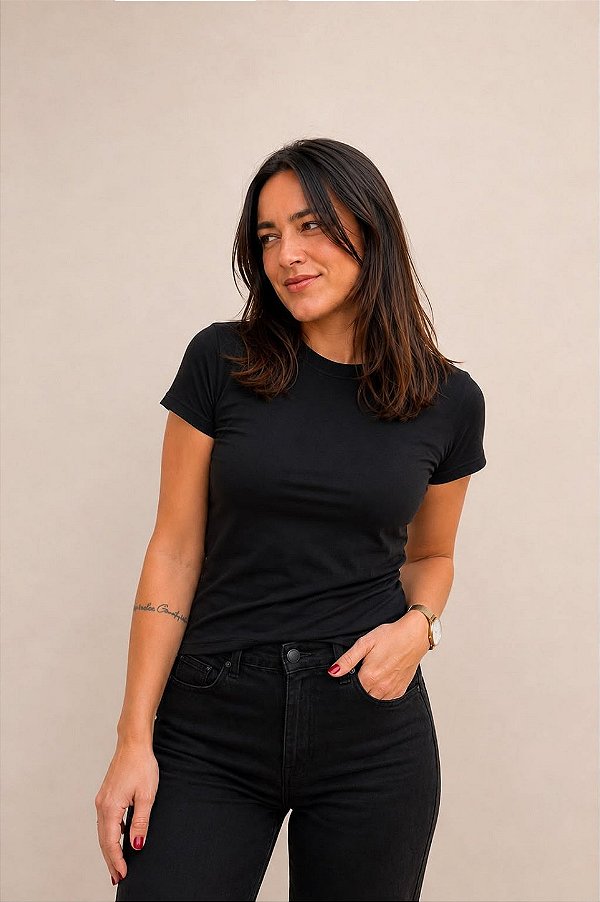 Blusa Feminina Baby Look em Viscose – Manga Curta