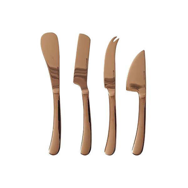 CONJUNTO 4 FACA PARA QUEIJO LORRAINE COBRE