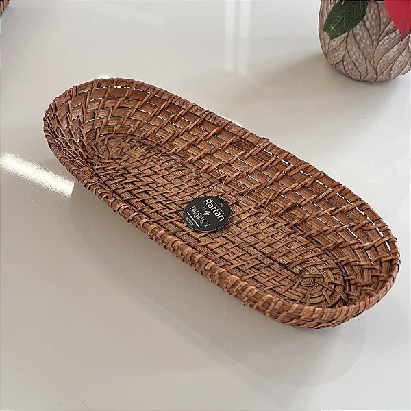 CESTA PARA PÃES RETANGULAR EM BAMBU E RATTAN