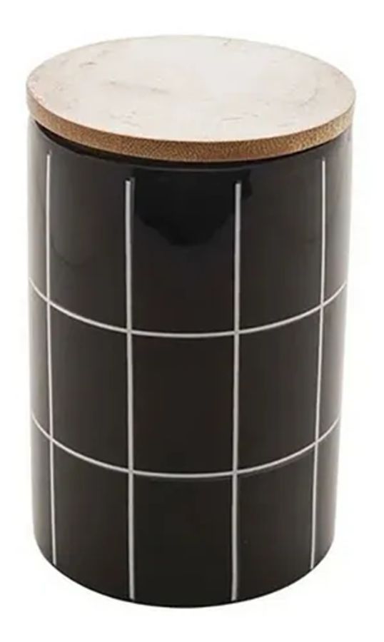 POTE HERMÉTICO COM TAMPA DE BAMBU TURIM PRETO 800 ML