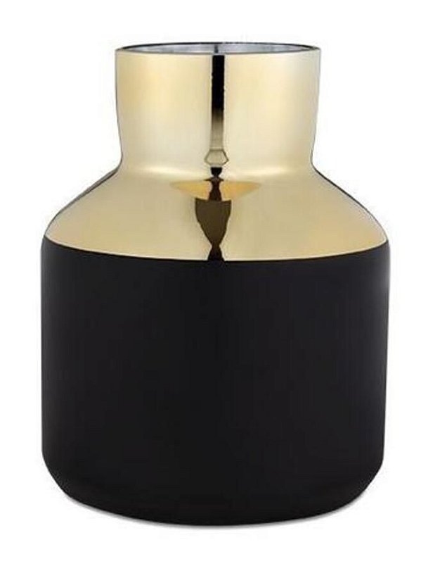VASO DOURADO E PRETO EM VIDRO