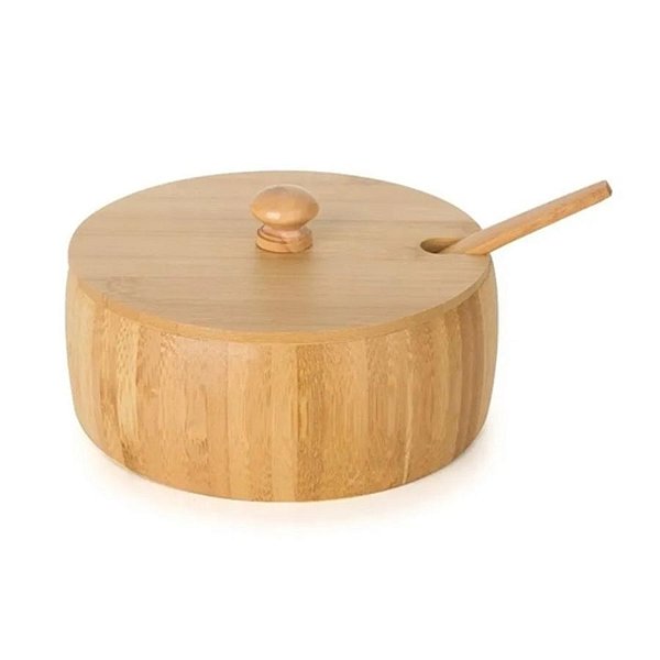 FARINHEIRA COM TAMPA E COLHER DE BAMBU NATURAL