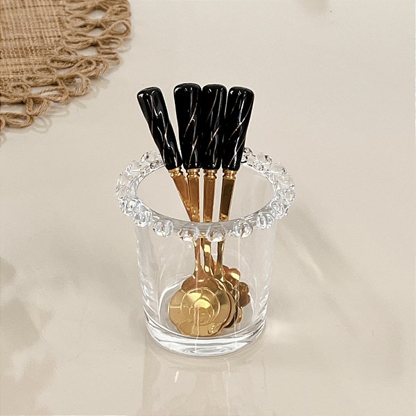 PORTA TALHER E UTENSÍLIOS  DE CRISTAL CORAÇÃO
