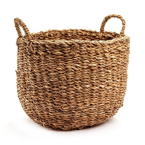 CESTA REDONDA COM ALÇA FIBRA NATURAL  G