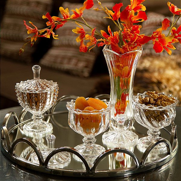 BOMBONIERE DE CRISTAL DE CHUMBO COM PÉ