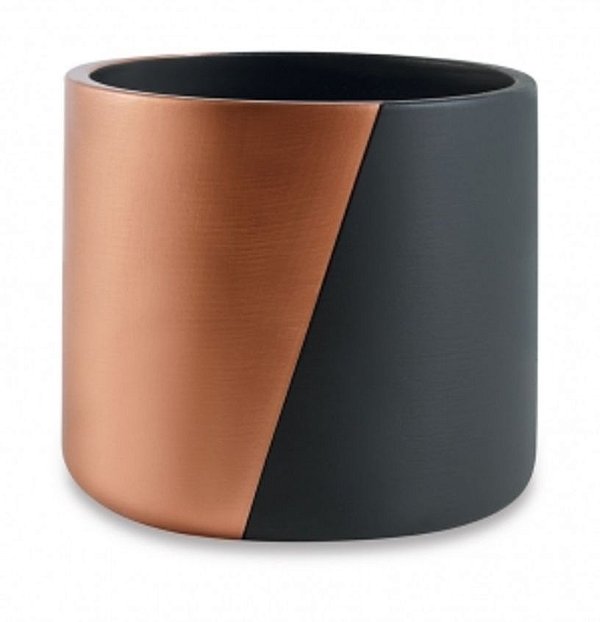 CACHEPOT PRETO E COBRE EM CIMENTO G