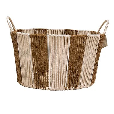 CESTA DE FIBRA NATURAL E METAL 45cm