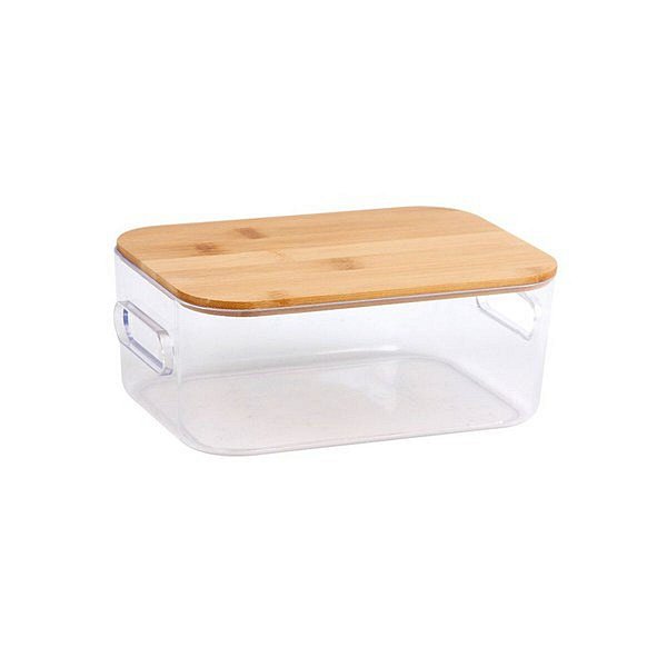 ORGANIZADOR TRANSPARENTE COM TAMPA DE BAMBU 6L
