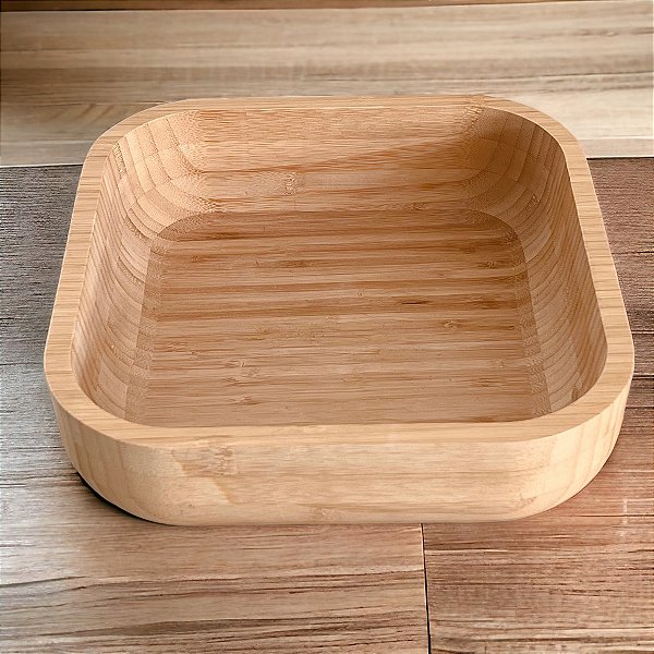 TRAVESSA SALADEIRA DE BAMBU CANELADO QUADRADA