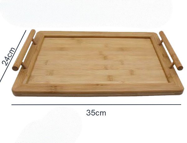BANDEJA DE BAMBU COM ALÇAS RETANGULAR