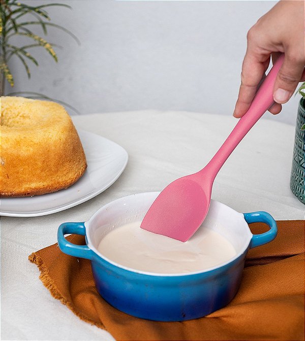 ESPÁTULA DE SILICONE DUPLO ROSA REDONDA