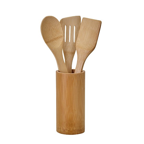 KIT UTENSÍLIOS DE BAMBU 4 PEÇAS