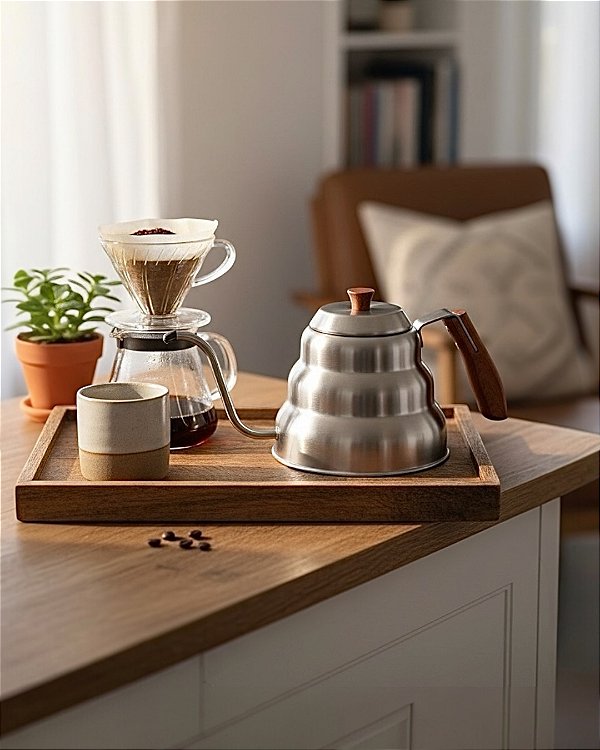 CHALEIRA BICO FINO INOX MADEIRA
