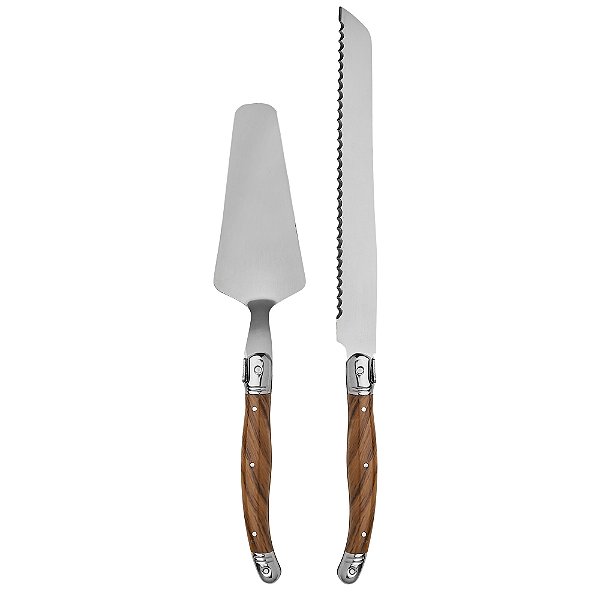 CONJUNTO PARA BOLO PÉROLAS 2 PEÇAS MADEIRA