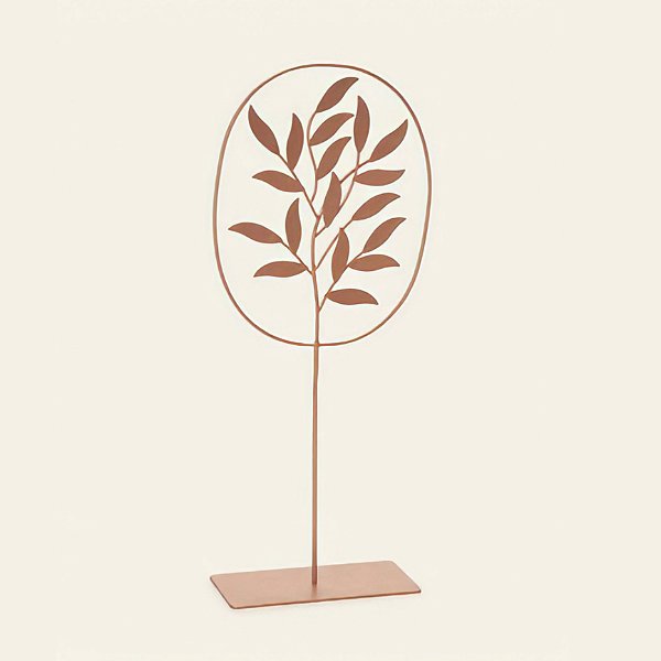 ESCULTURA EM METAL FOLHAS ROSE M