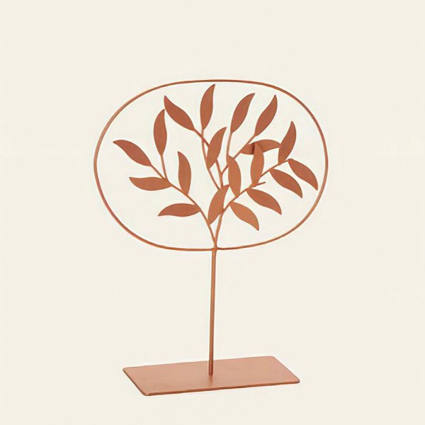 ESCULTURA EM METAL FOLHAS ROSE P