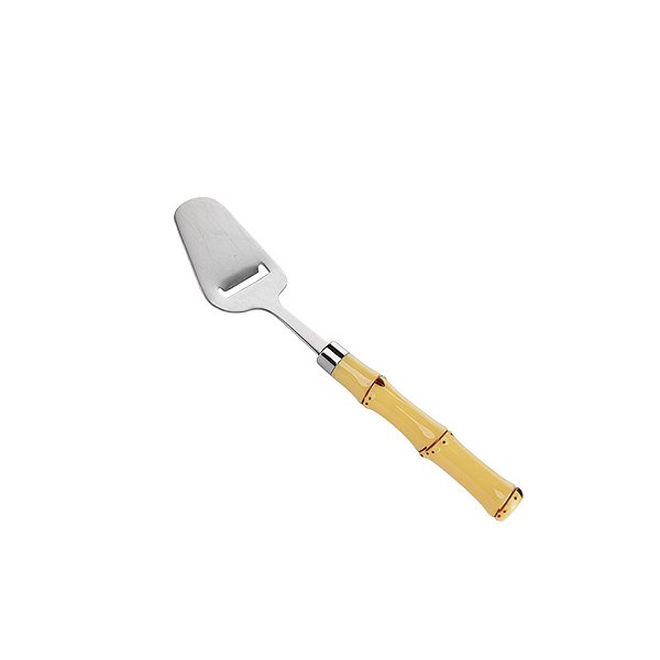 ESPÁTULA PARA QUEIJO DE AÇO INOX COM CABO DE PLÁSTICO BAMBU NATURAL 20cm