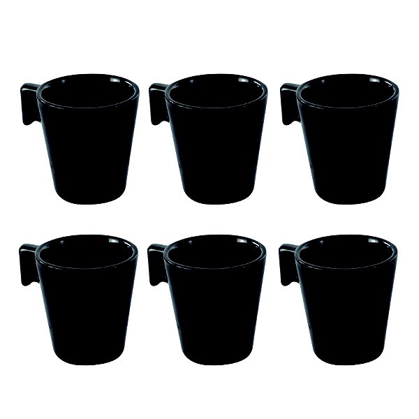 MINI CANECA CERÂMICA BLACK 6 PEÇAS 80ML