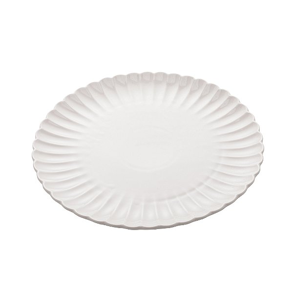 CONJUNTO 2 PRATOS RASO DE PORÇELANA PÉTALA BRANCO 25 cm