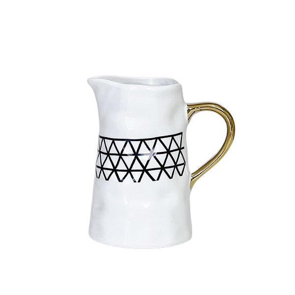 LEITEIRA DE PORCELANA DOURADA E PRETO