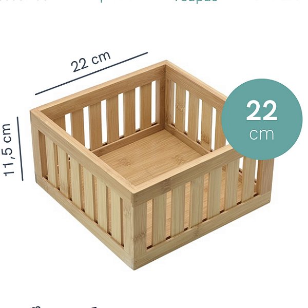 CAIXA ORGANIZADORA DE BAMBU  22CM
