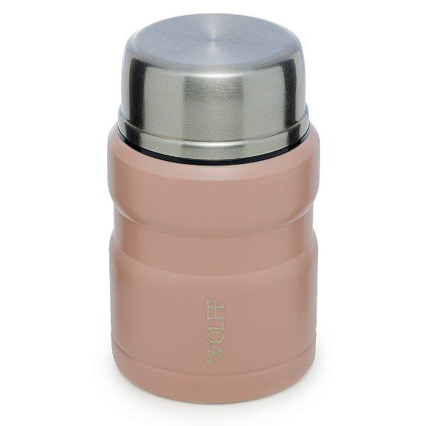 POTE TÉRMICO COM COLHER PAREDE DUPLA DE AÇO INOX ROSA