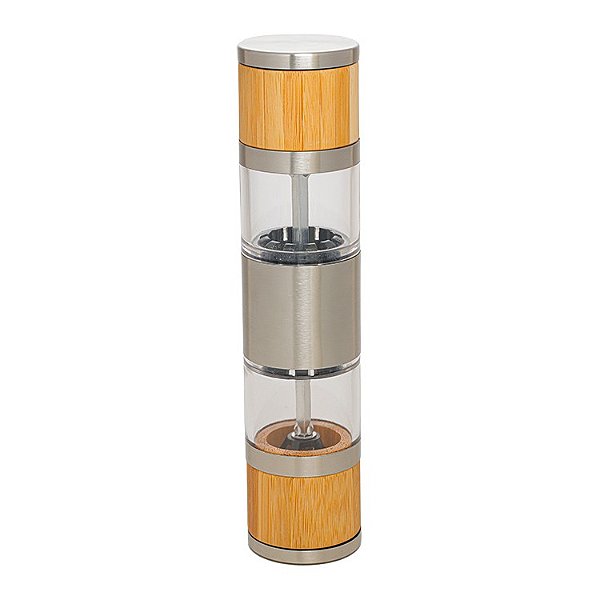 MOEDOR DUPLO SAL E PIMENTA 2 EM 1 INOX E BAMBU