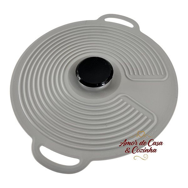 TAMPA DE SILICONE PARA PANELA CINZA 23CM