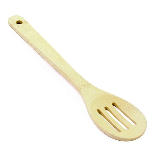 COLHER DE BAMBU CANELADO VAZADA