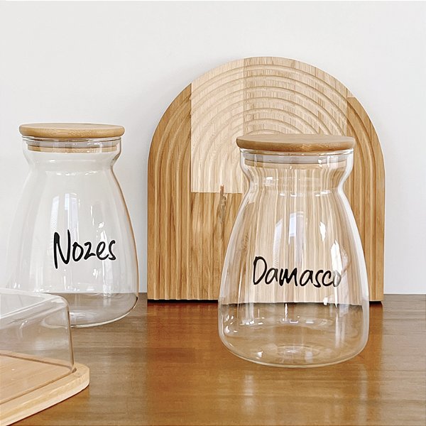 POTE PERSONALIZADO GLASS TAMPA DE BAMBU DAMASCO 1,1 L