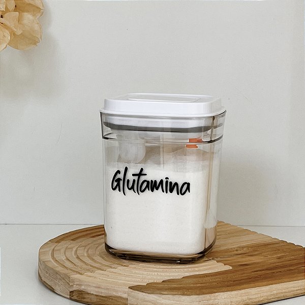 POTE HERMÉTICO COM TAMPA SISTEMA CHAVE ABERTA E FECHADA GLUTAMINA 700ML