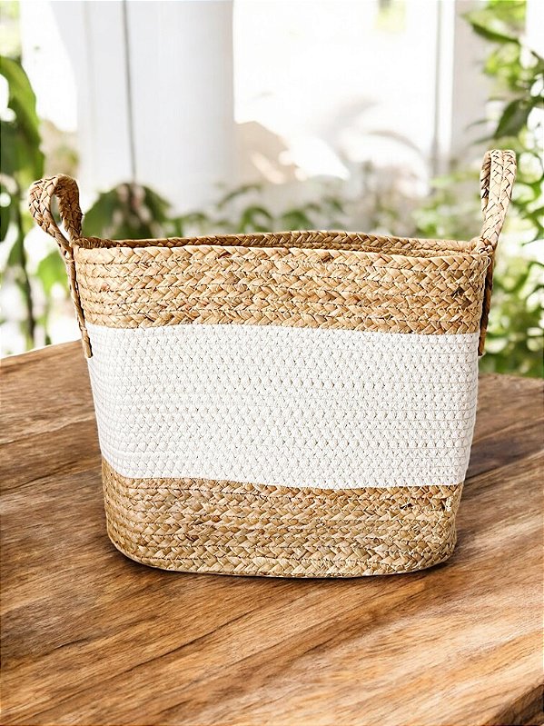 CESTA DE ALGODÃO E FIBRAS NATURAIS 39 CM