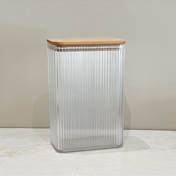 PORTA MANTIMENTOS COM TAMPA DE BAMBU 2L