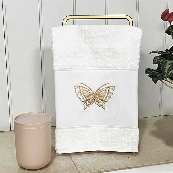 TOALHA DE LAVABO ATOALHADA BORBOLETA DOURADA