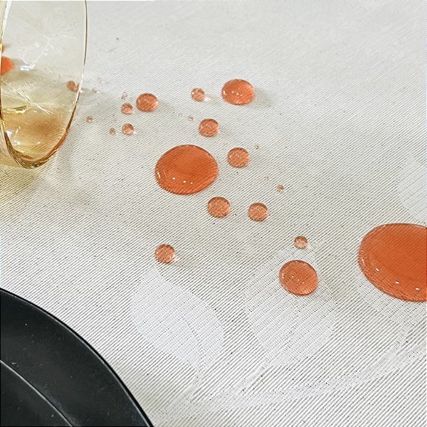 TOALHA MESA 150X220 REPELENTE A LÍQUIDOS HOME CLASS FOLHAS BEGE