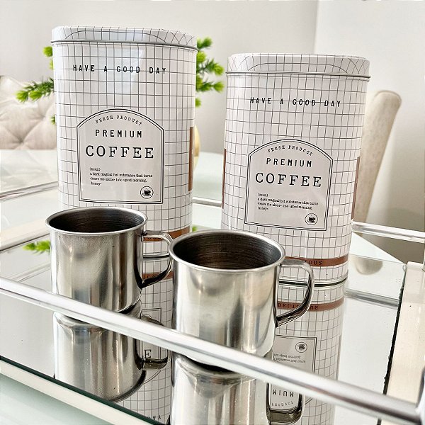 JOGO 2 LATAS COFFEE BRANCA E PRETA