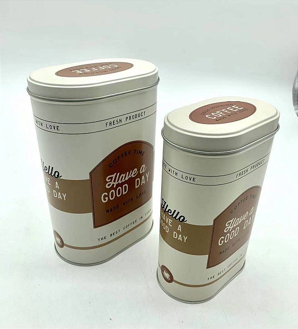 JOGO 2 LATAS COFFEE MARROM E BEGE