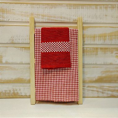 KIT PANO DE PRATO E COPA 2 UN TERRACOTA E BRANCO