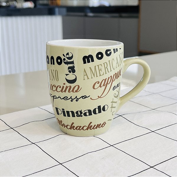 CANECA DE CERÂMICA COM SCRIPTS 330ML