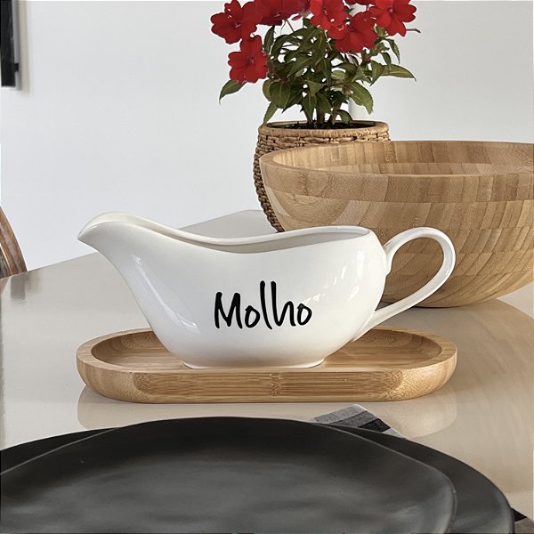 MOLHEIRA DE PORCELANA SCRIPT PRETO 450ML