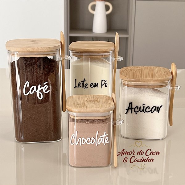 KIT JÚLIA PERSONALIZADO HERMÉTICO TAMPA E COLHER DE BAMBU