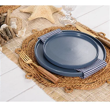JOGO 8 PRATOS CERÂMICA EDGE BLUESTONE