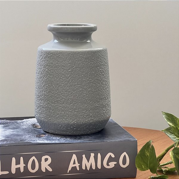 VASO DE CERÂMICA CINZA CLARO