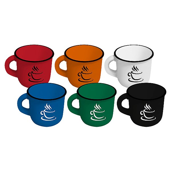 CANECA DE CERÂMICA ESMALTADA SORTIDA 6 PCS