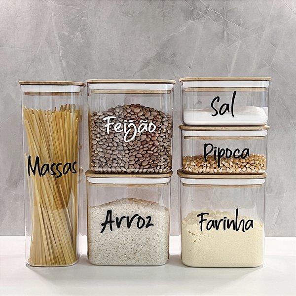 KIT POTES PERSONALIZADOS HERMÉTICO SEAL ESPECIAL BAMBU 6 UN