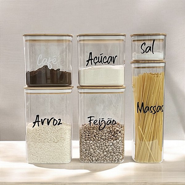 KIT POTES PERSONALIZADOS HERMÉTICO SEAL ESPECIAL BAMBU 6 UN