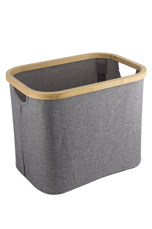 CESTO ORGANIZADOR CINZA COM BAMBU 38CM