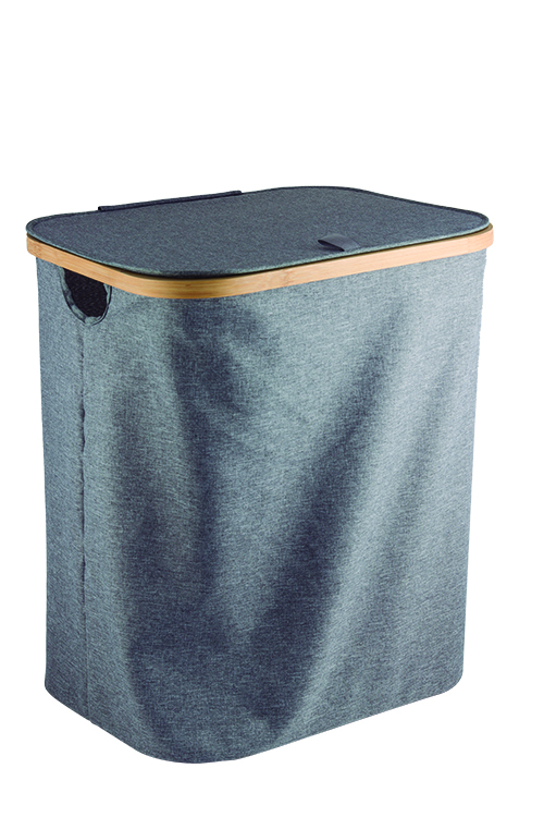 CESTO ORGANIZADOR CINZA COM BAMBU 48CM