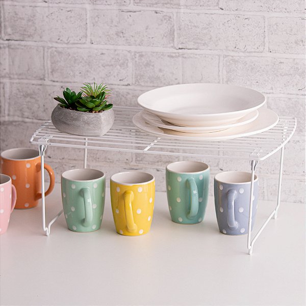 PRATELEIRA ORGANIZADORA 44,5 CM DOBRÁVEL DE METAL BRANCO