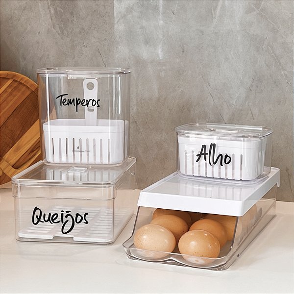 KIT ORGANIZADOR DE GELADEIRA CLEAR ESPECIAL 4 UN
